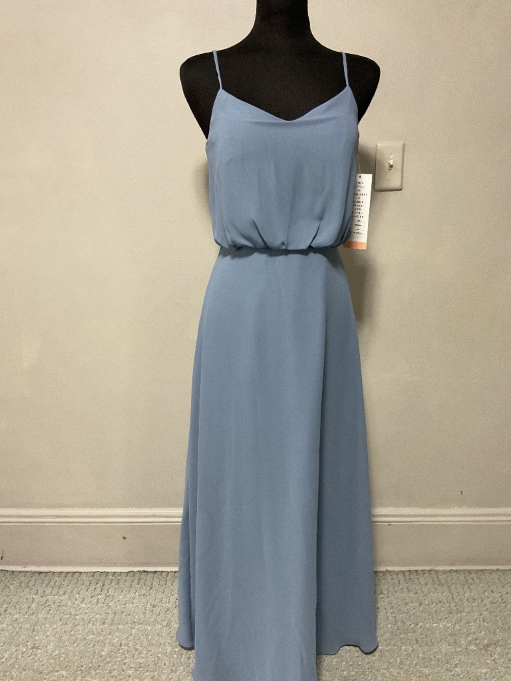 NWT BILL LEVKOFF CHIFFON SLATE BLUE GOWN SIZE 10